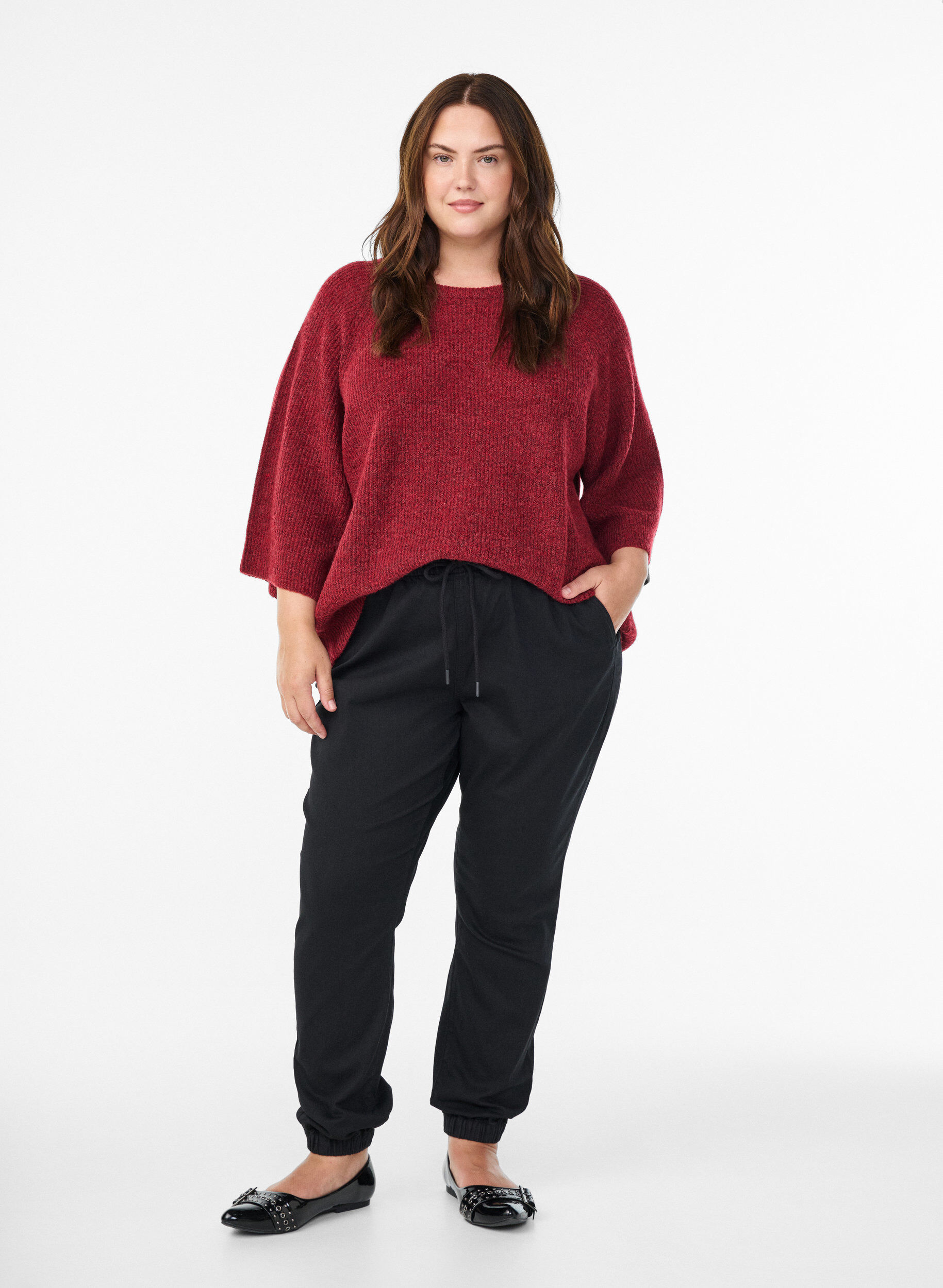 Denim joggers with pockets, Black, Model