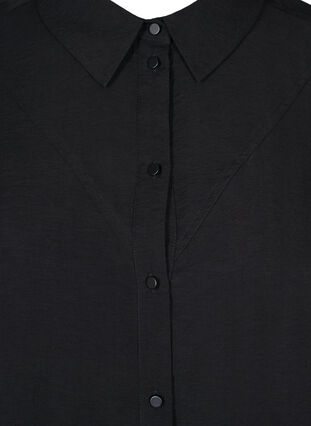 Long, solid-coloured, viscose blend shirt, Black, Packshot image number 2