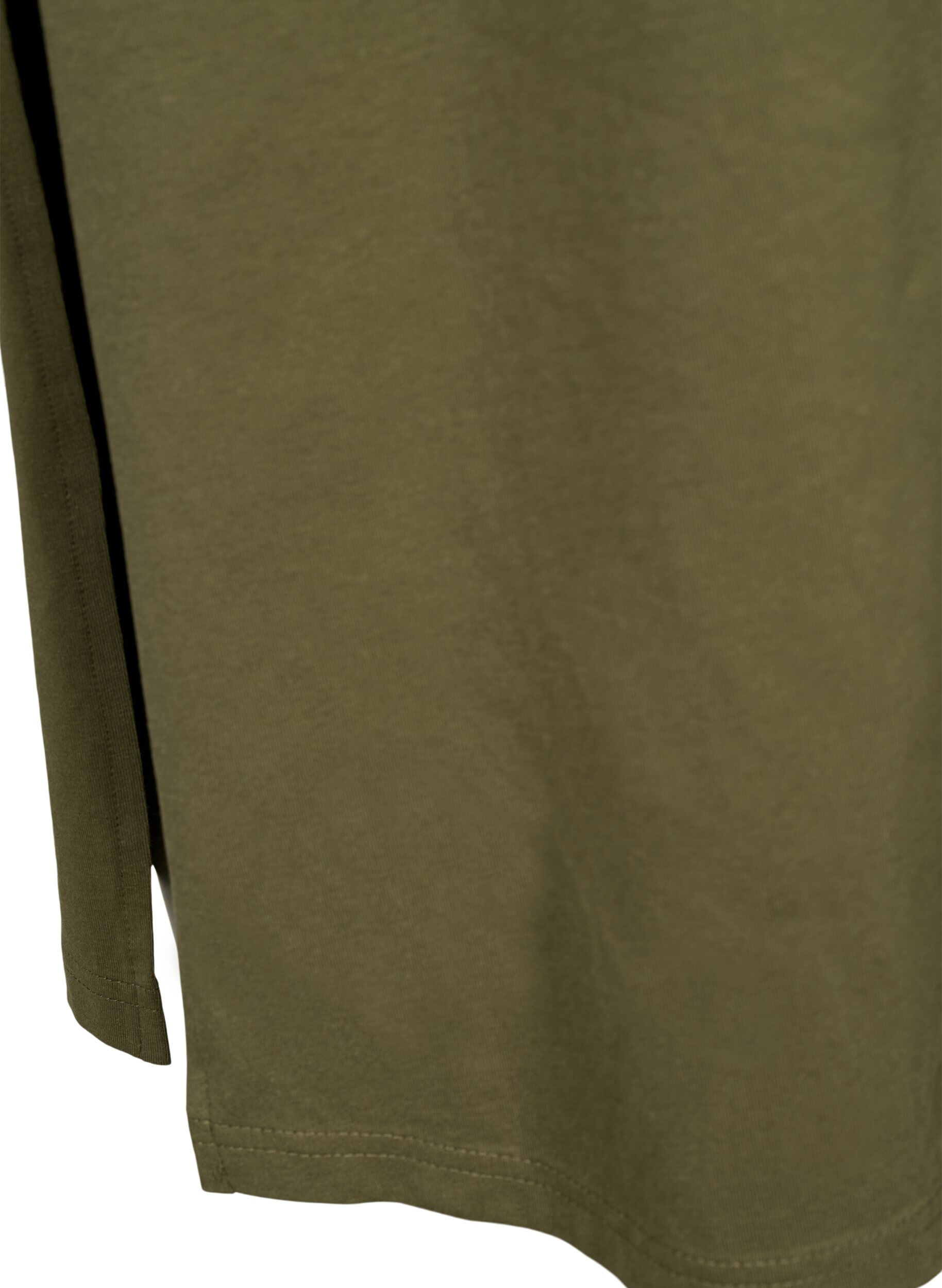 Zizzifashion Short sleeve cotton dress with slit, Ivy Green, Packshot image number 3