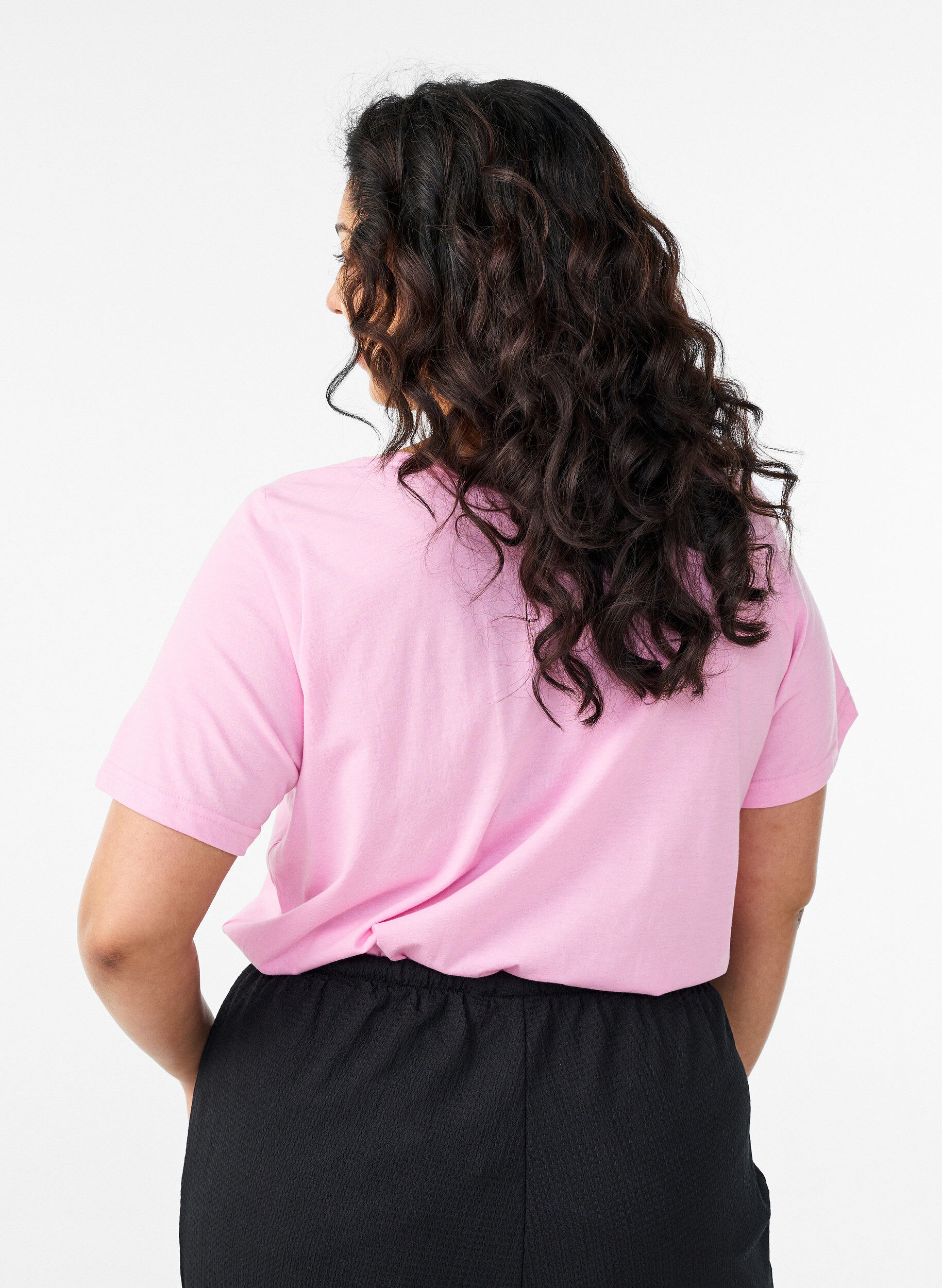 Zizzifashion V-neck T-shirt, Pink, Model image number 2