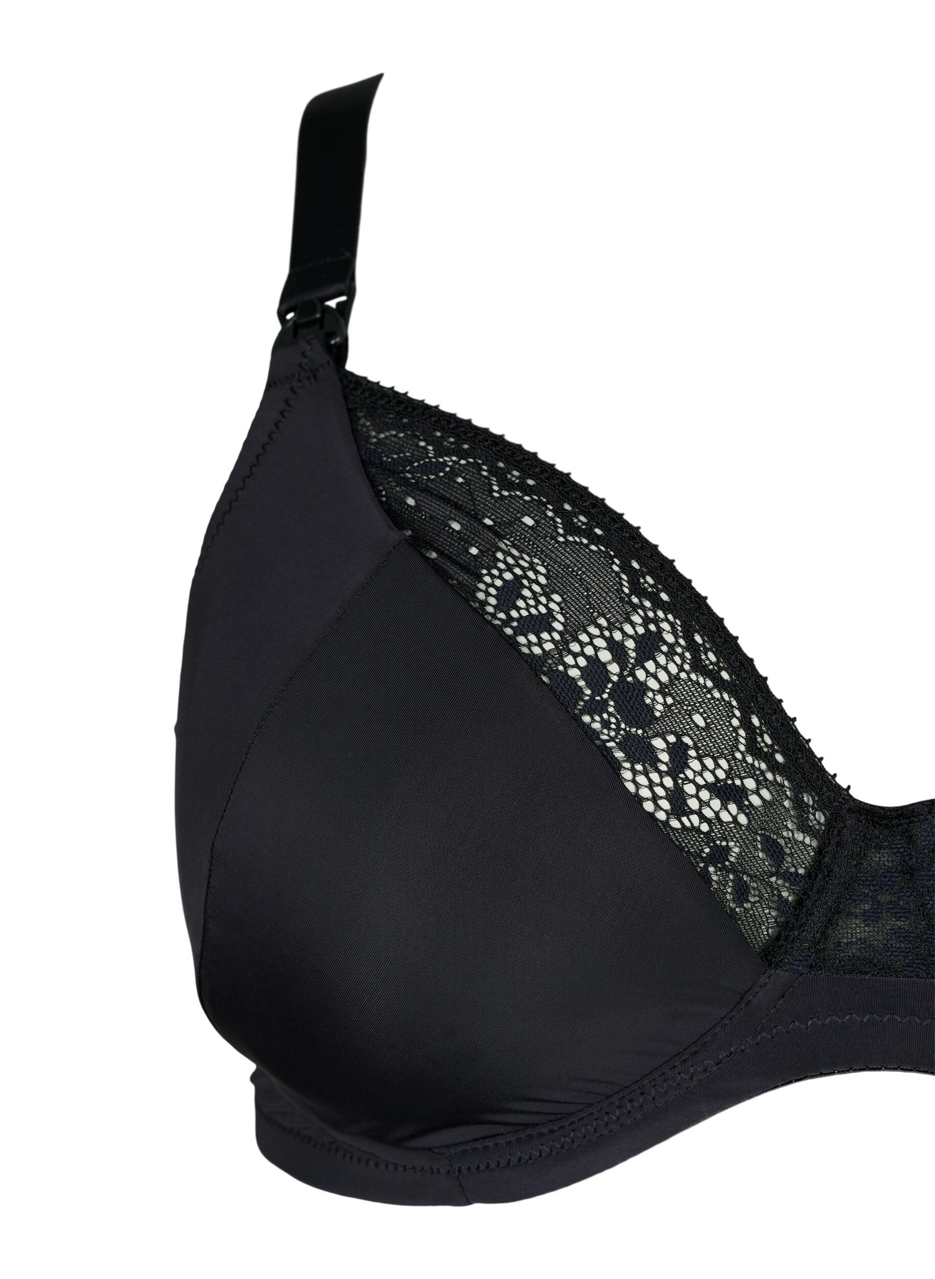 Zizzifashion Nursing bra with lace, Black, Packshot image number 2