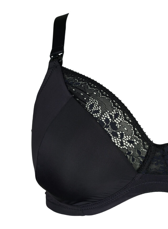 Nursing bra with lace, Black, Packshot image number 2
