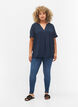 Short-sleeved v-neck blouse, Blue, Model image number 1