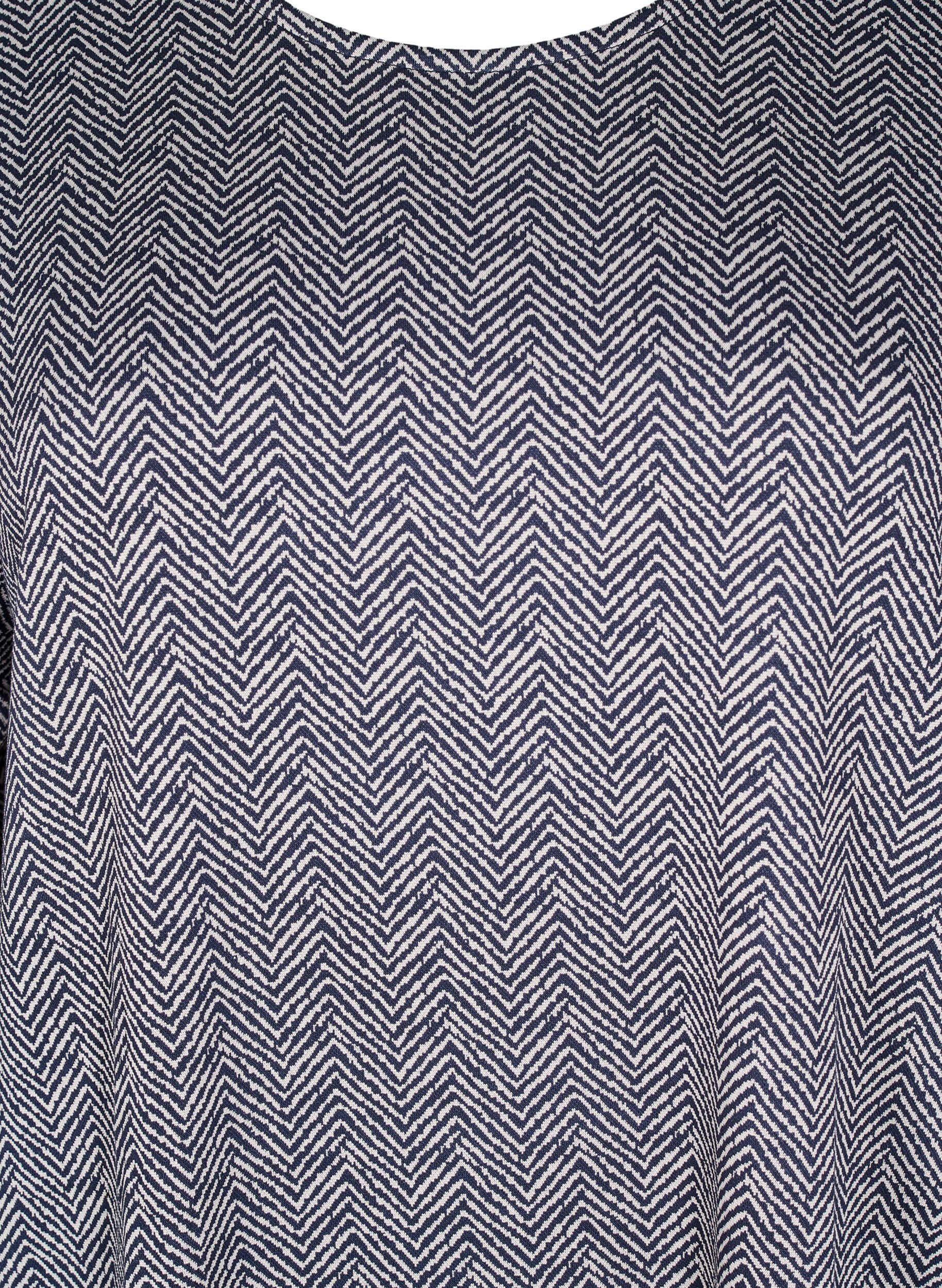 Zizzifashion Patterned dress with 3/4 sleeves, Blue, Packshot image number 2