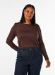 Long-sleeved blouse in wool and viscose, Brown, Model image number 0