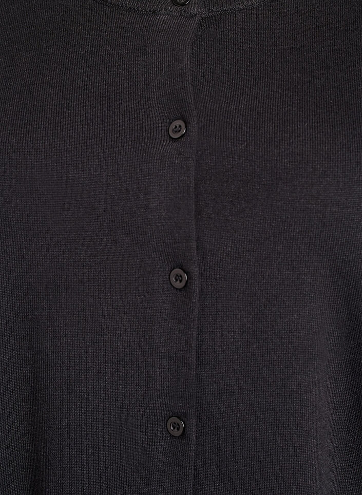 Fine-knit cardigan with round neck, Black, Packshot image number 2