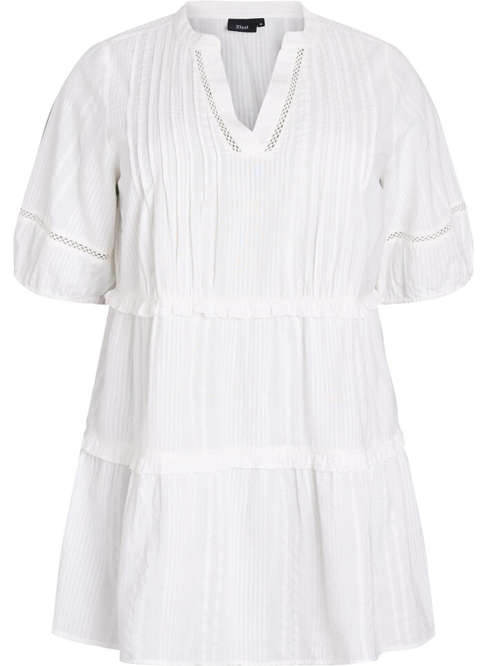 A-shape tunic with ruffles, White, Packshot image number 0
