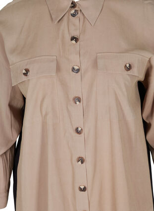 Long viscose shirt with colour-block, Desert Taupe, Packshot image number 2