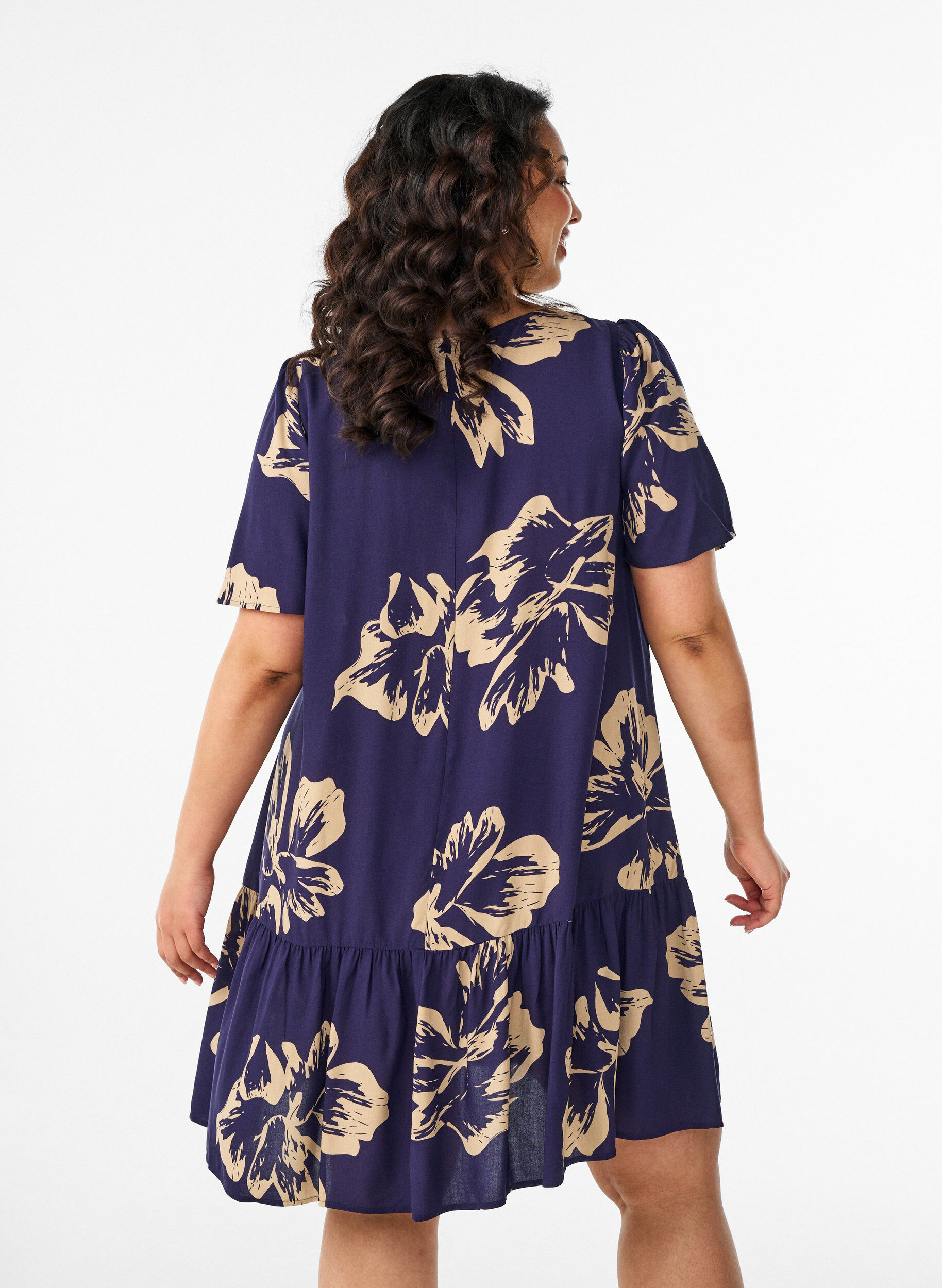 Zizzifashion Dress in viscose with cutline, Blue, Model image number 2