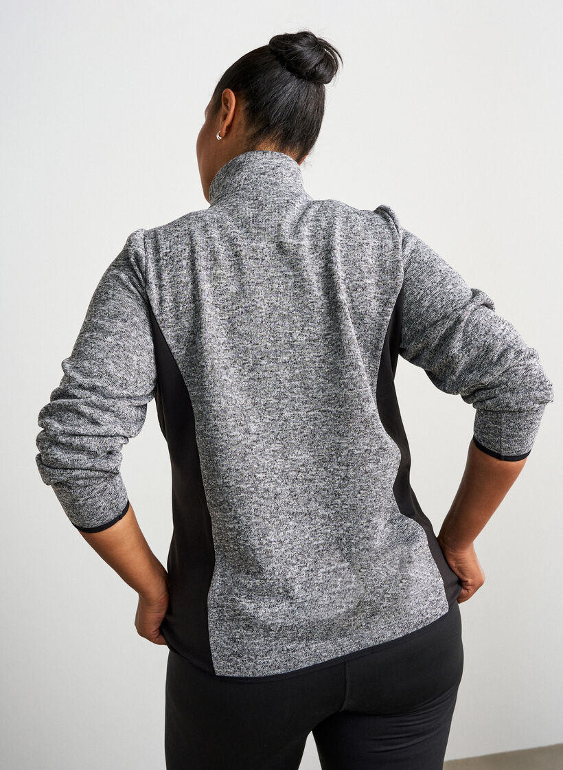 Training cardigan with contrast panels and a high collar, Dark Grey, Model image number 2