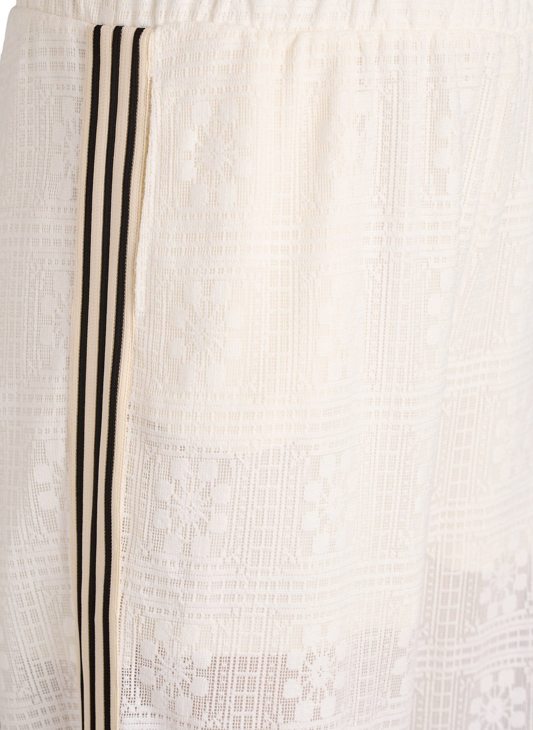 Zizzifashion Wide-leg lace trousers with contrast stripes, White, Packshot image number 2