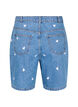 High-waist denim shorts with embroidered hearts, Light Blue, Packshot image number 1