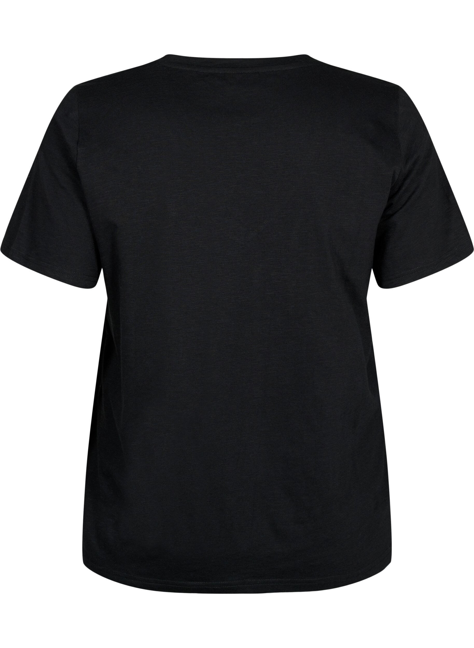 Zizzifashion Short-sleeved basic t-shirt with v-neck, Black, Packshot image number 1