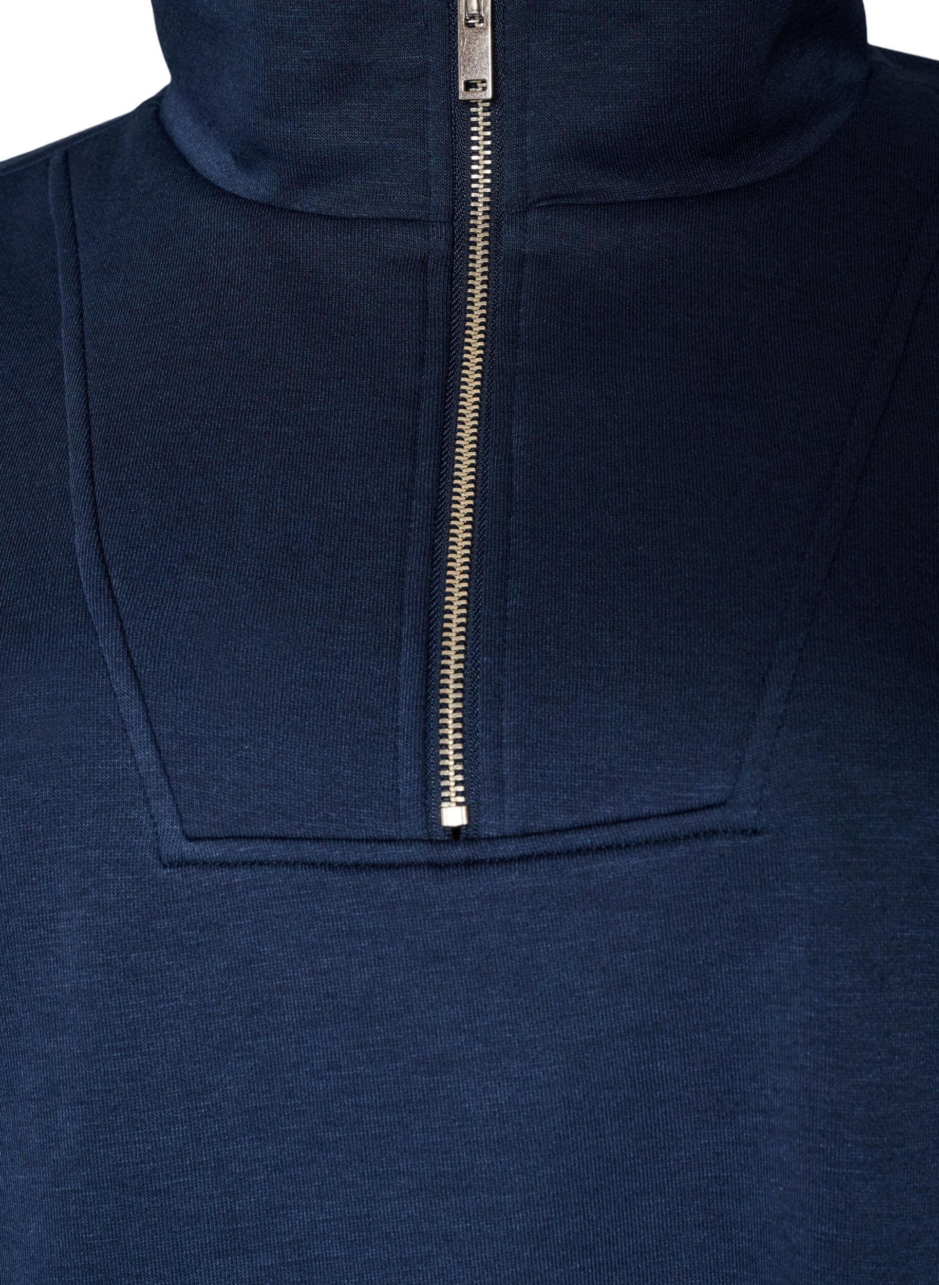 ZizzifashionSweatshirt with a high collar and zipper, Blue, Packshot image number 2