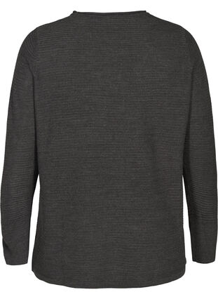 Ribbed knitted sweater with a round neck, Dark Grey Melange, Packshot image number 1