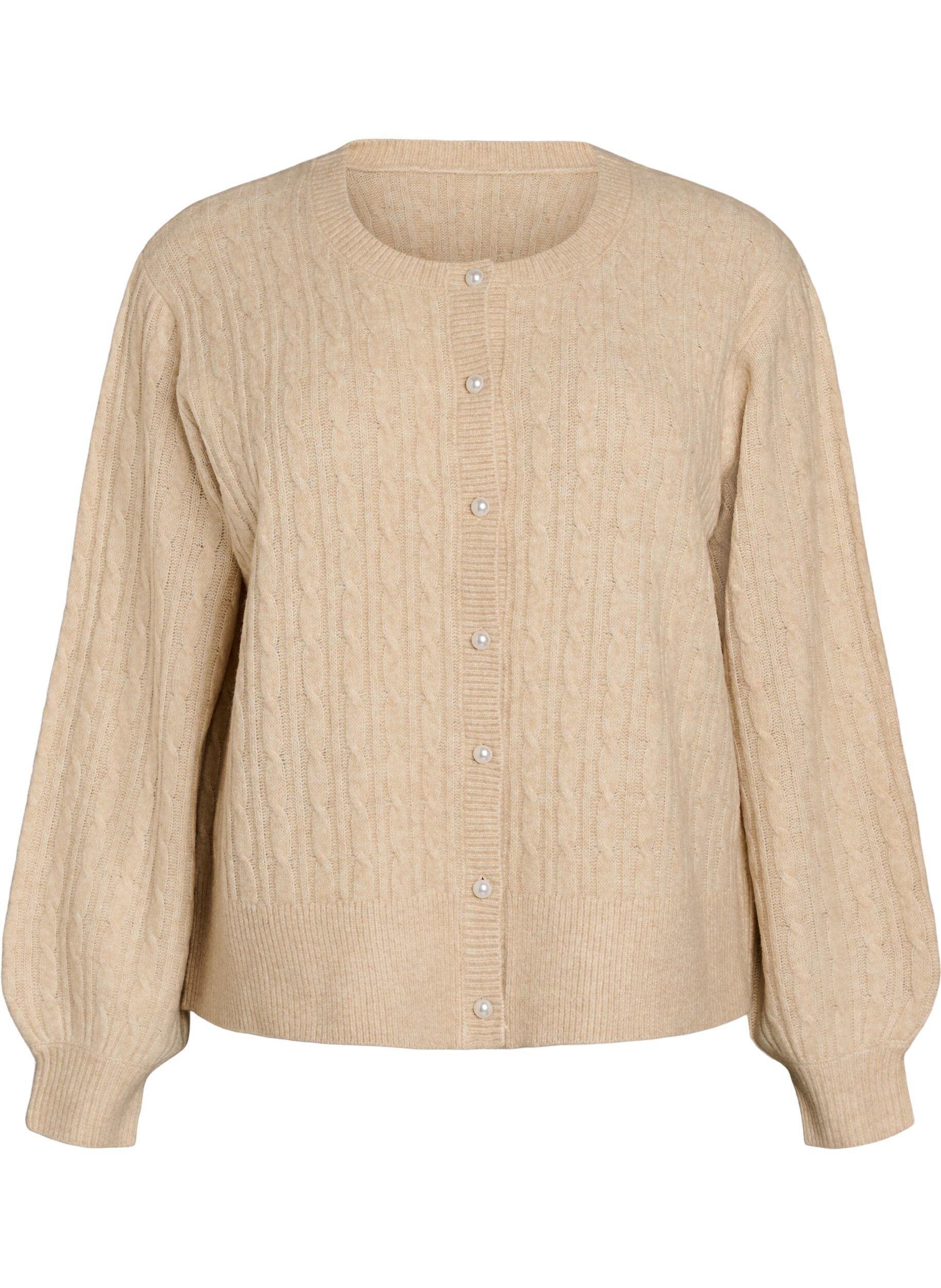 Cable knit cardigan with pearl buttons