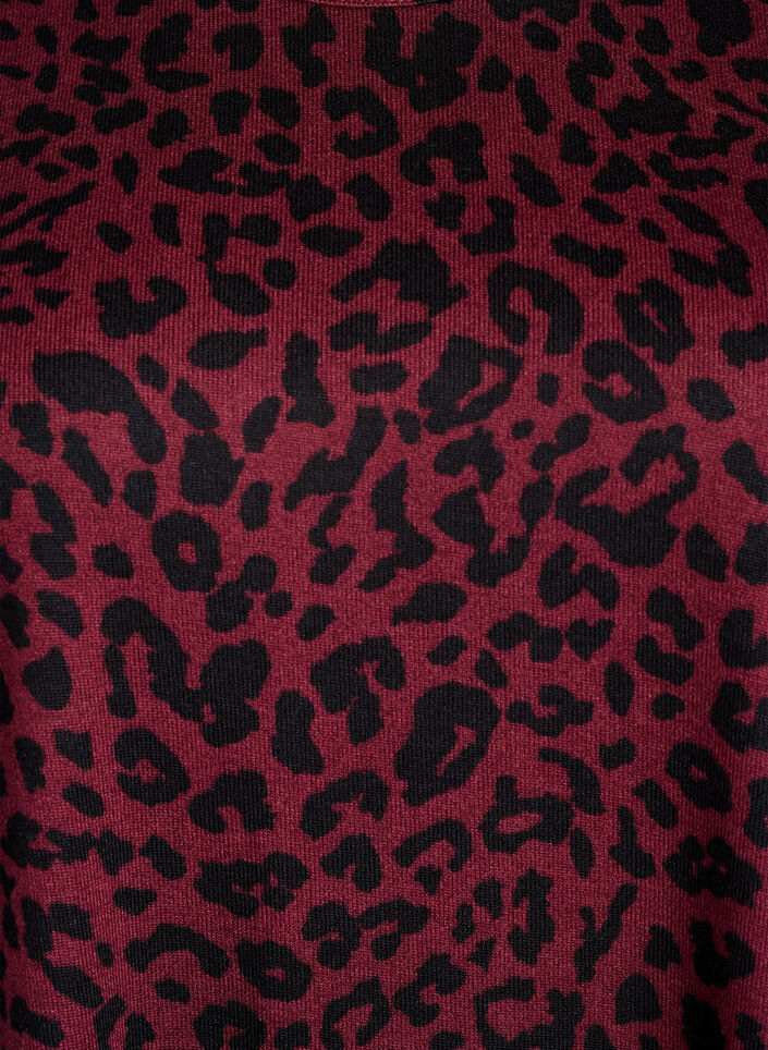 Leopard print blouse with long sleeves, Dark Bordeaux, Packshot image number 2