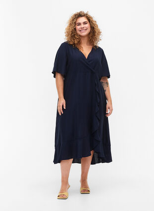 Batwing-sleeved midi dress, Total Eclipse, Model image number 0
