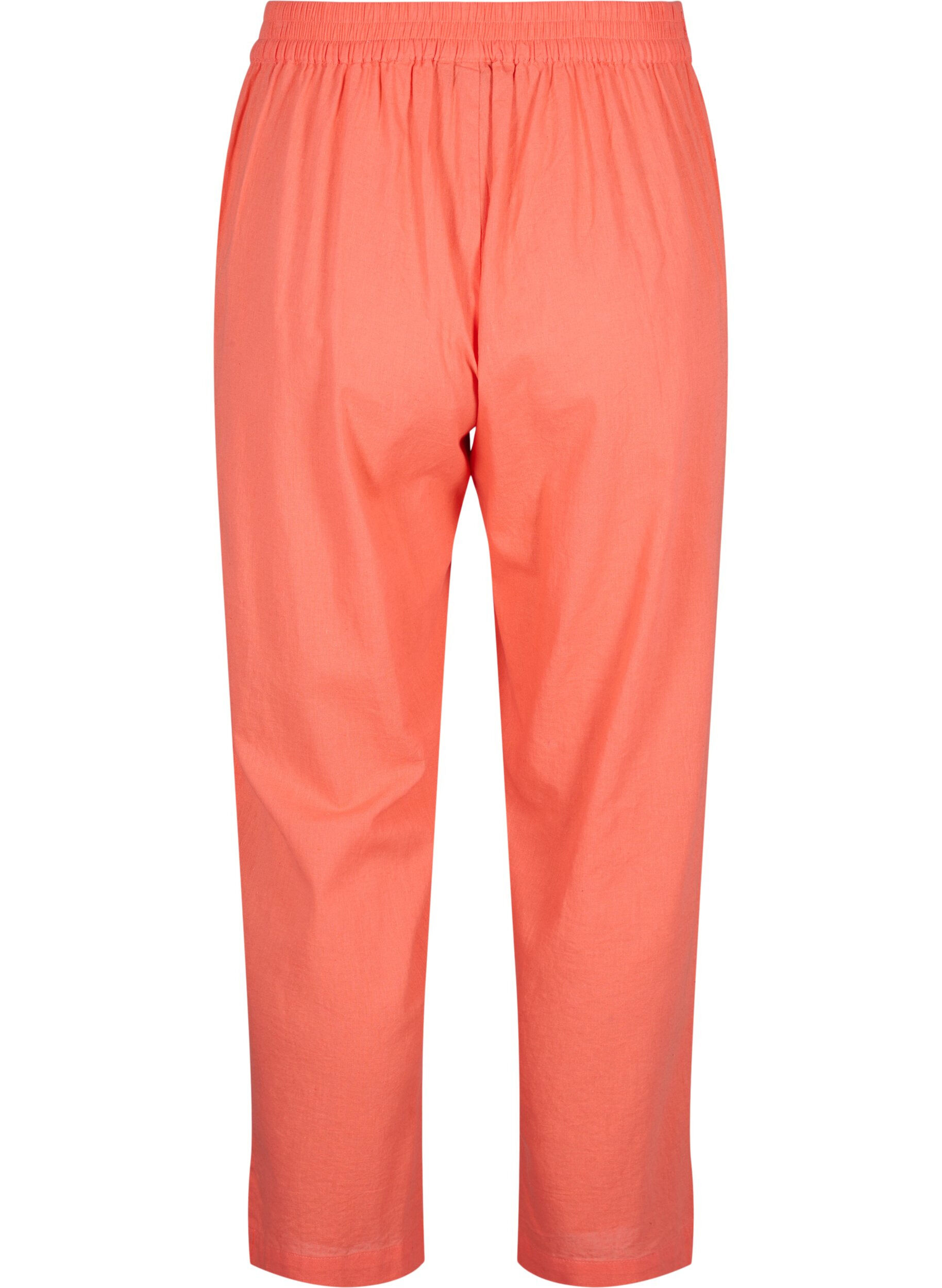 Zizzifashion Loose pants in linen-cotton blend, Living Coral, Packshot image number 1