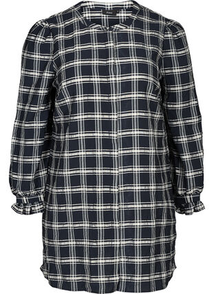 Long-sleeved tunic with a checked print, Navy Check, Packshot image number 0