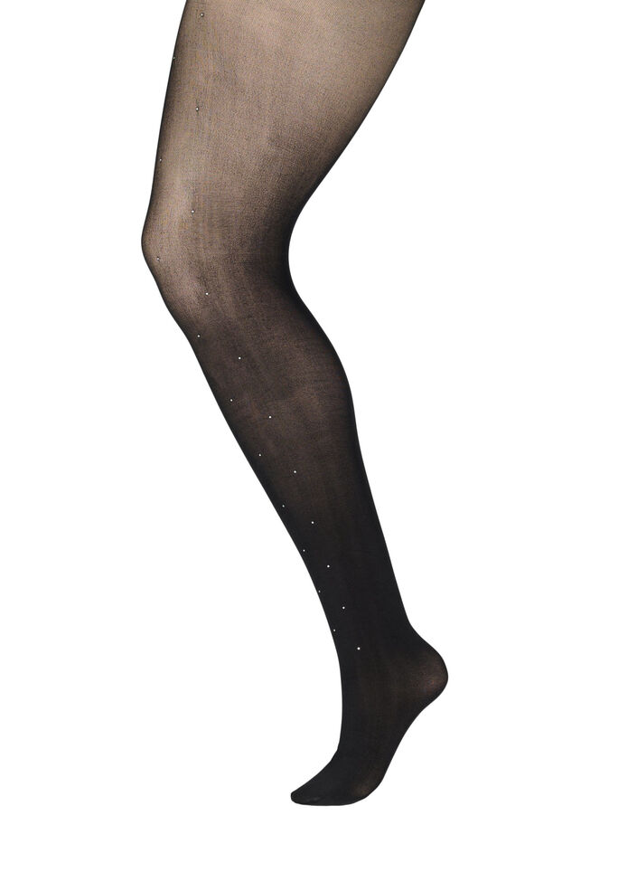 Tights in 40 denier with rhinestones, Black, Packshot image number 0