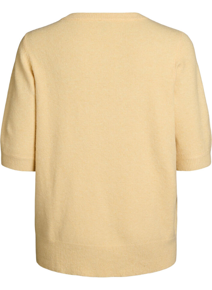 Knitted blouse with short sleeves, Yellow, Packshot image number 1