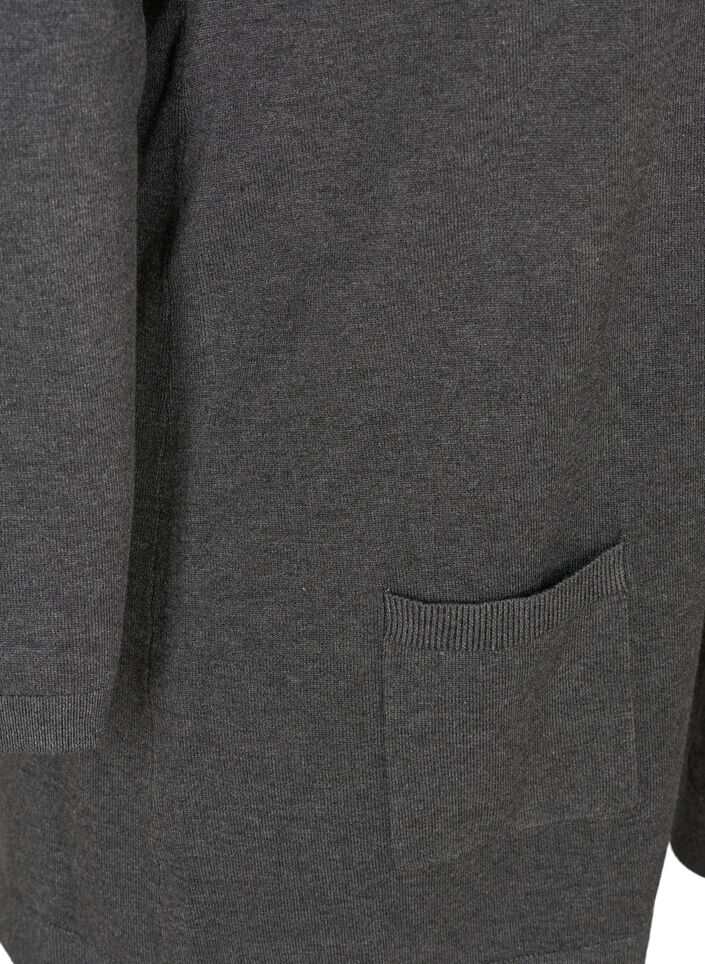 Long knitted cardigan in a viscose blend, Dark Grey, Packshot image number 3