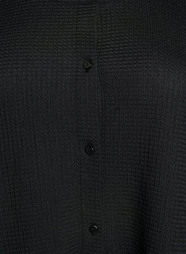 Short-sleeved blouse with texture and button fastening, Black, Packshot image number 2