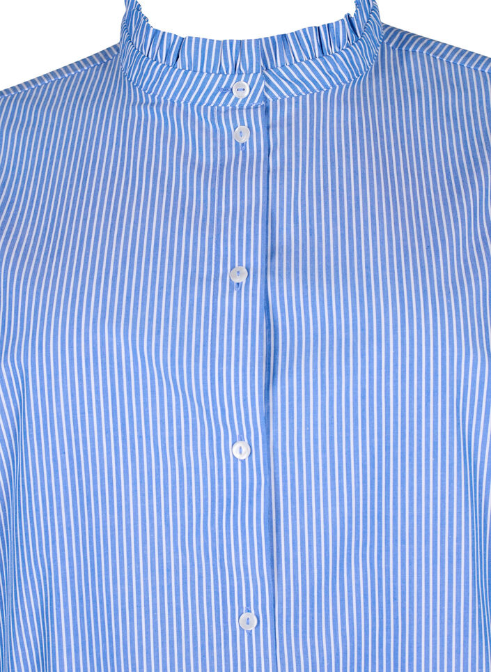 Striped shirt blouse with ruffles, Princess Blue W. St., Packshot image number 2