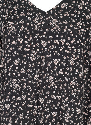 Viscose tunic with print and short sleeves, Black Flower AOP, Packshot image number 2