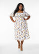 Floral viscose midi dress with smock, White, Model image number 0