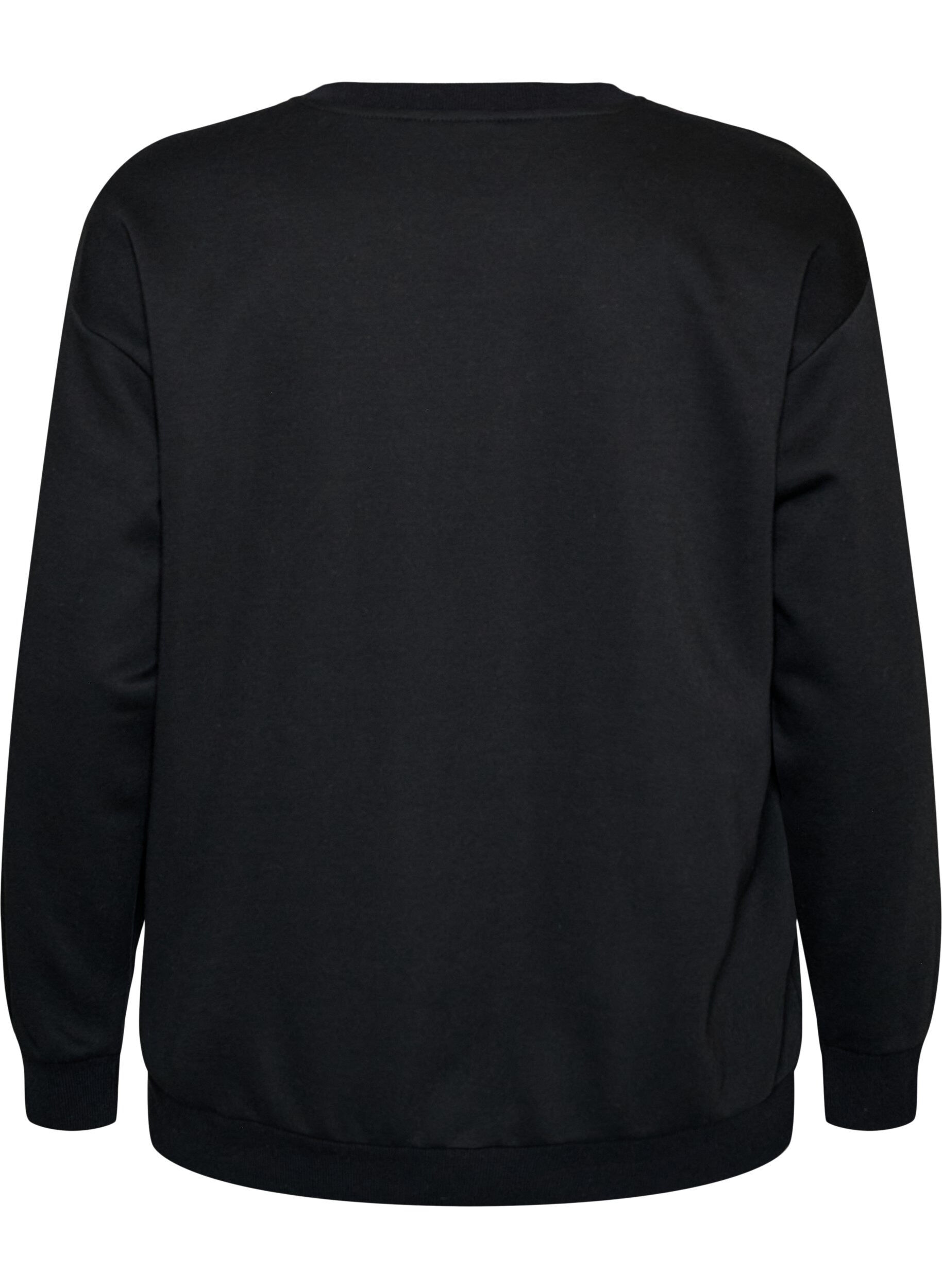 ZizzifashionSweatshirt with embroidered text, Black, Packshot image number 1