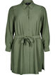 Shirt dress with tie belt and long sleeves, Green, Packshot image number 0