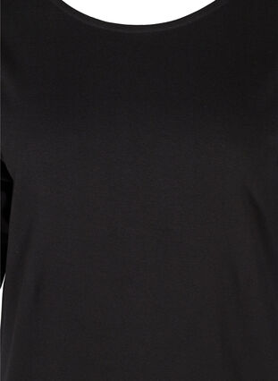 Cotton dress with 3/4 sleeves and pockets, Black, Packshot image number 2