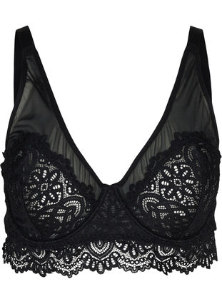 Figa underwired bra with lace and mesh, Black, Packshot image number 0