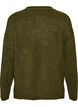 Knitted blouse with V-shaped rib pattern and slits, Green, Packshot image number 1