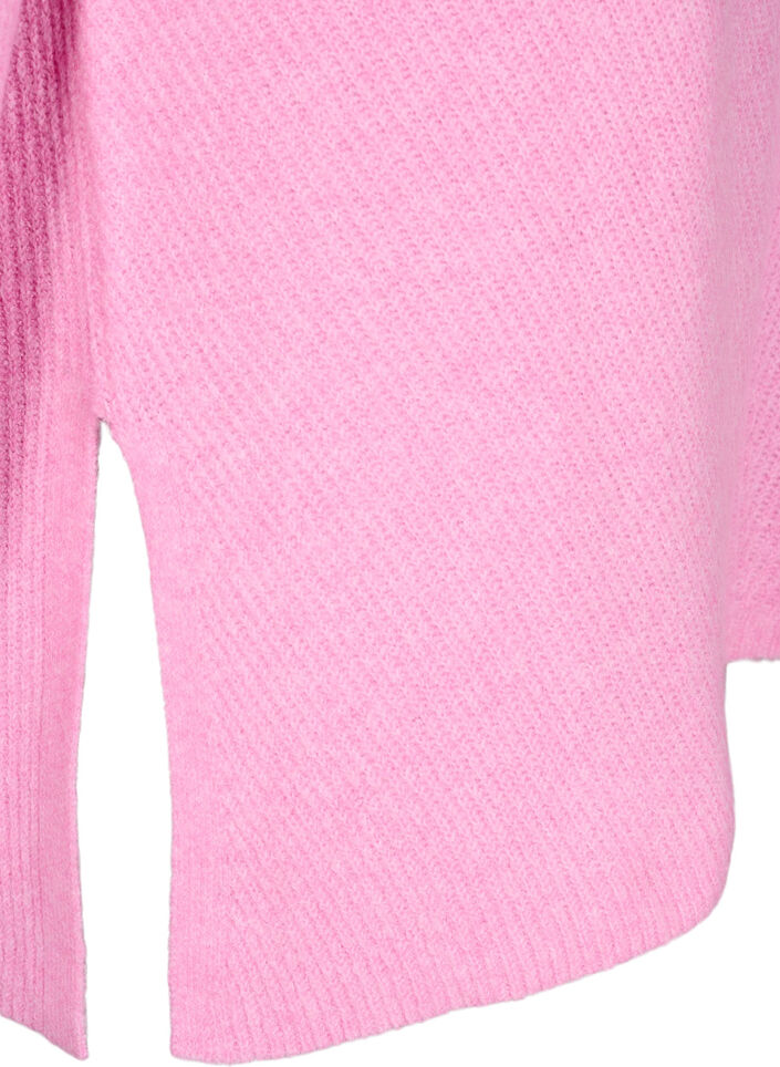 Knitted blouse with round neck, Begonia Pink Mel., Packshot image number 3