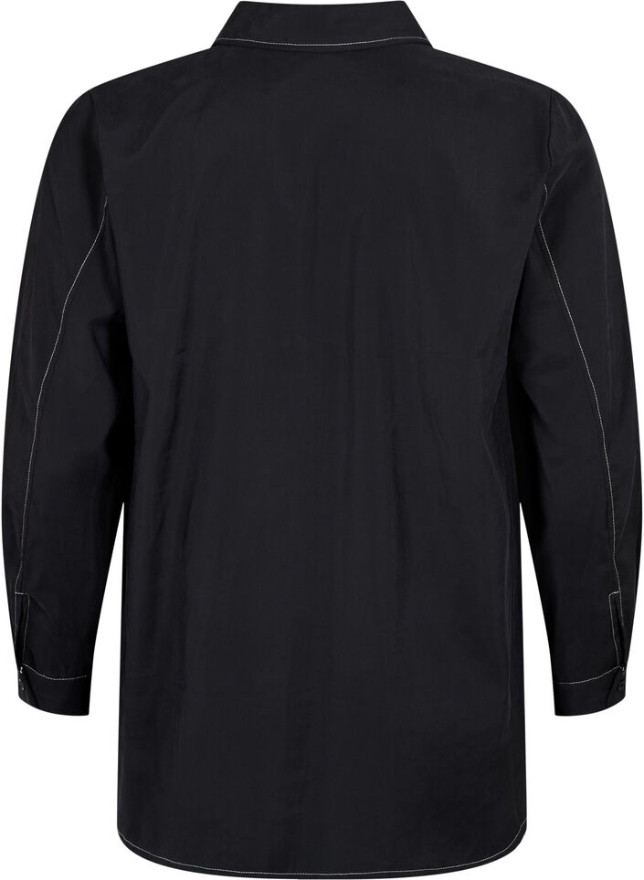 Shirt with contrast stitching, Black, Packshot image number 1