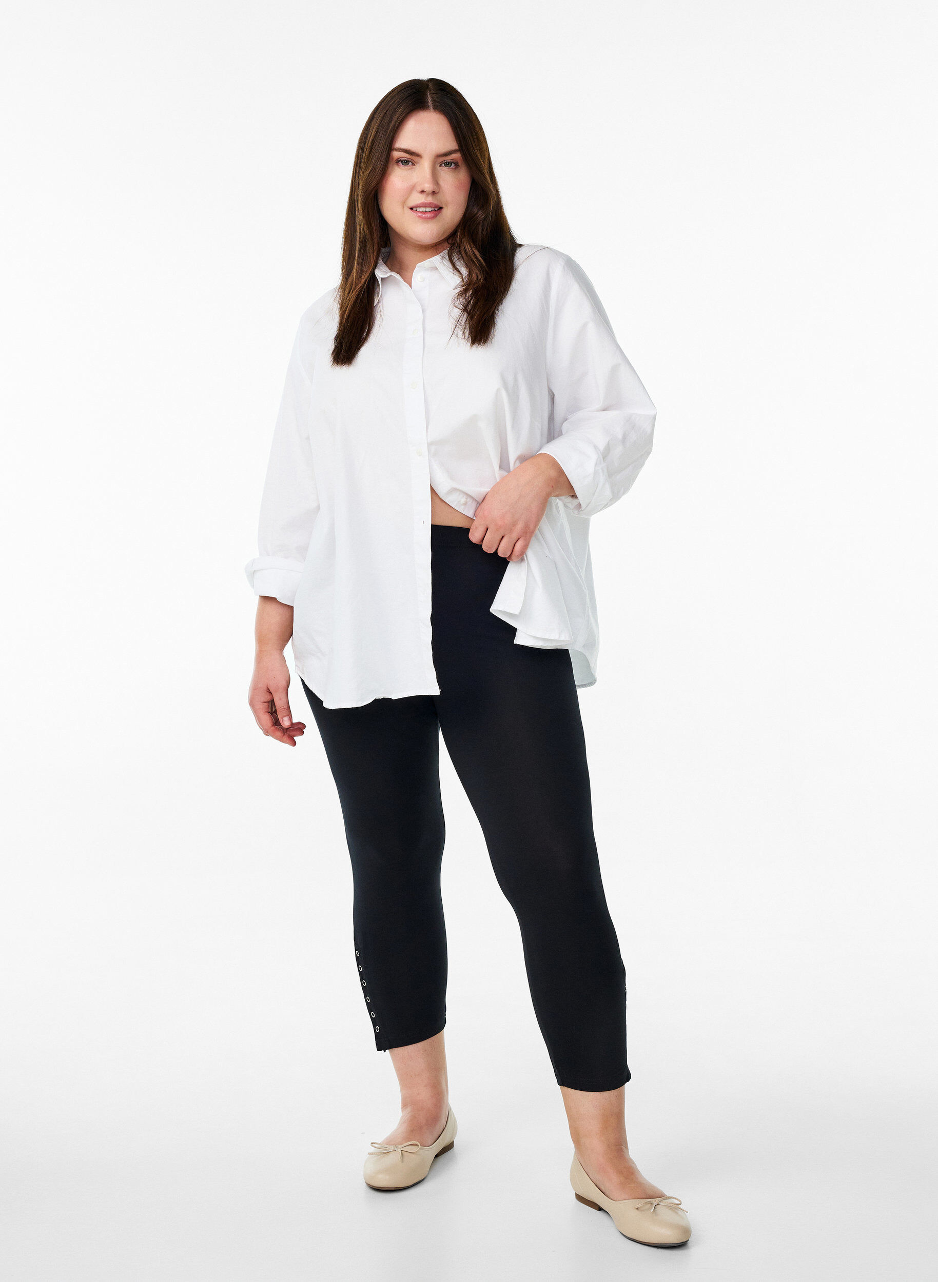 Zizzifashion 3/4 leggings with buttons, Black, Model image number 1