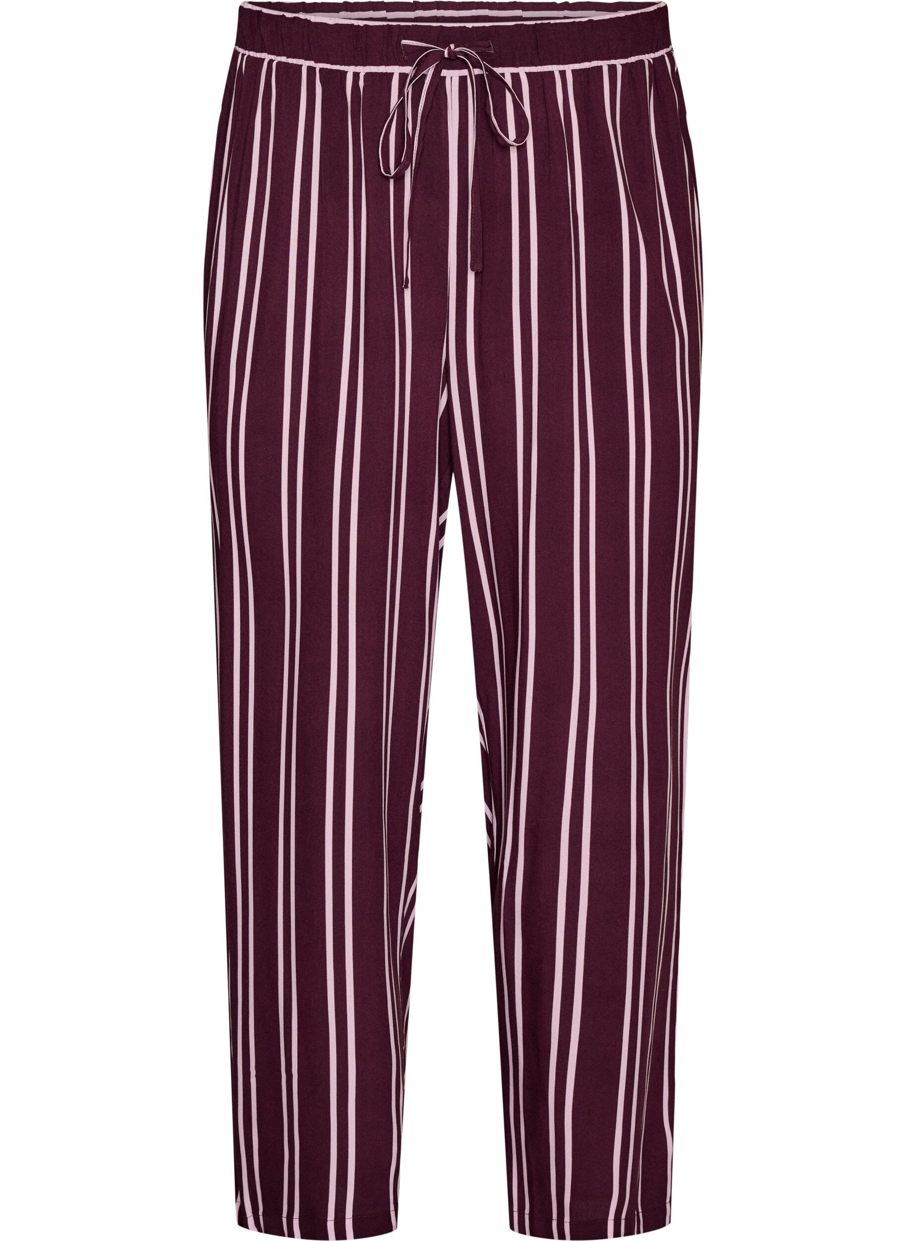 ZizzifashionLoose pyjama bottoms with stripes, Dark Bordeaux, Packshot image number 0
