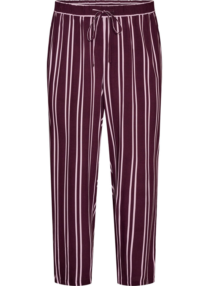 Loose pyjama bottoms with stripes, Dark Bordeaux, Packshot image number 0