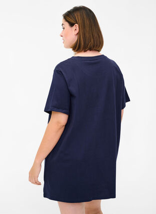 Oversize sleep T-shirt in organic cotton, Night Sky, Model image number 1