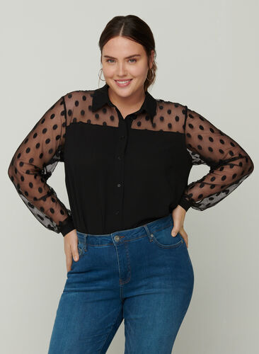 Shirt with mesh, Black, Model image number 0