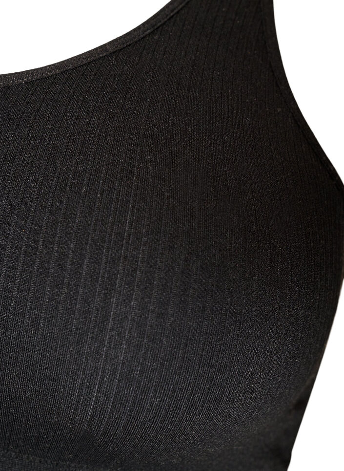 Seamless ribbed sports bra, Black, Packshot image number 3