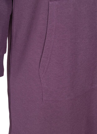 Long sweatshirt with hood and large pocket, Blackberry Wine, Packshot image number 3