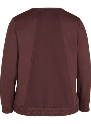 Sweatshirt with rounded neck and smock, Decadent Chocolate, Packshot image number 1