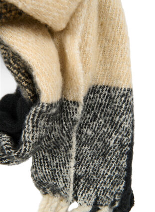 Knitted scarf with fringe, Brown Blue, Packshot image number 1