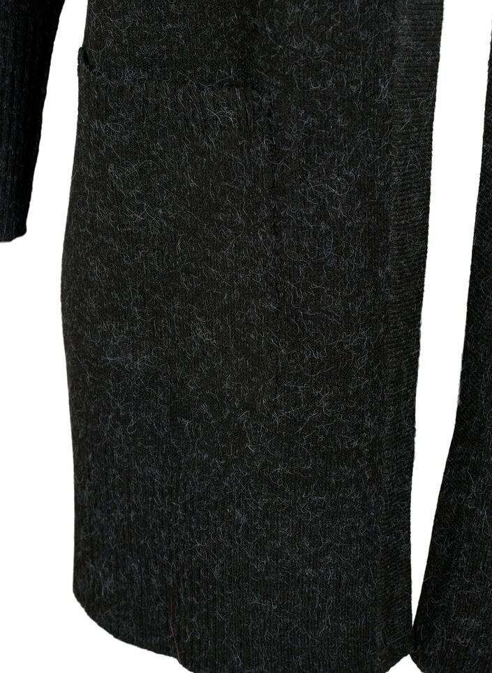 Ribbed Knit Cardigan with Pockets, Dark Grey, Packshot image number 3