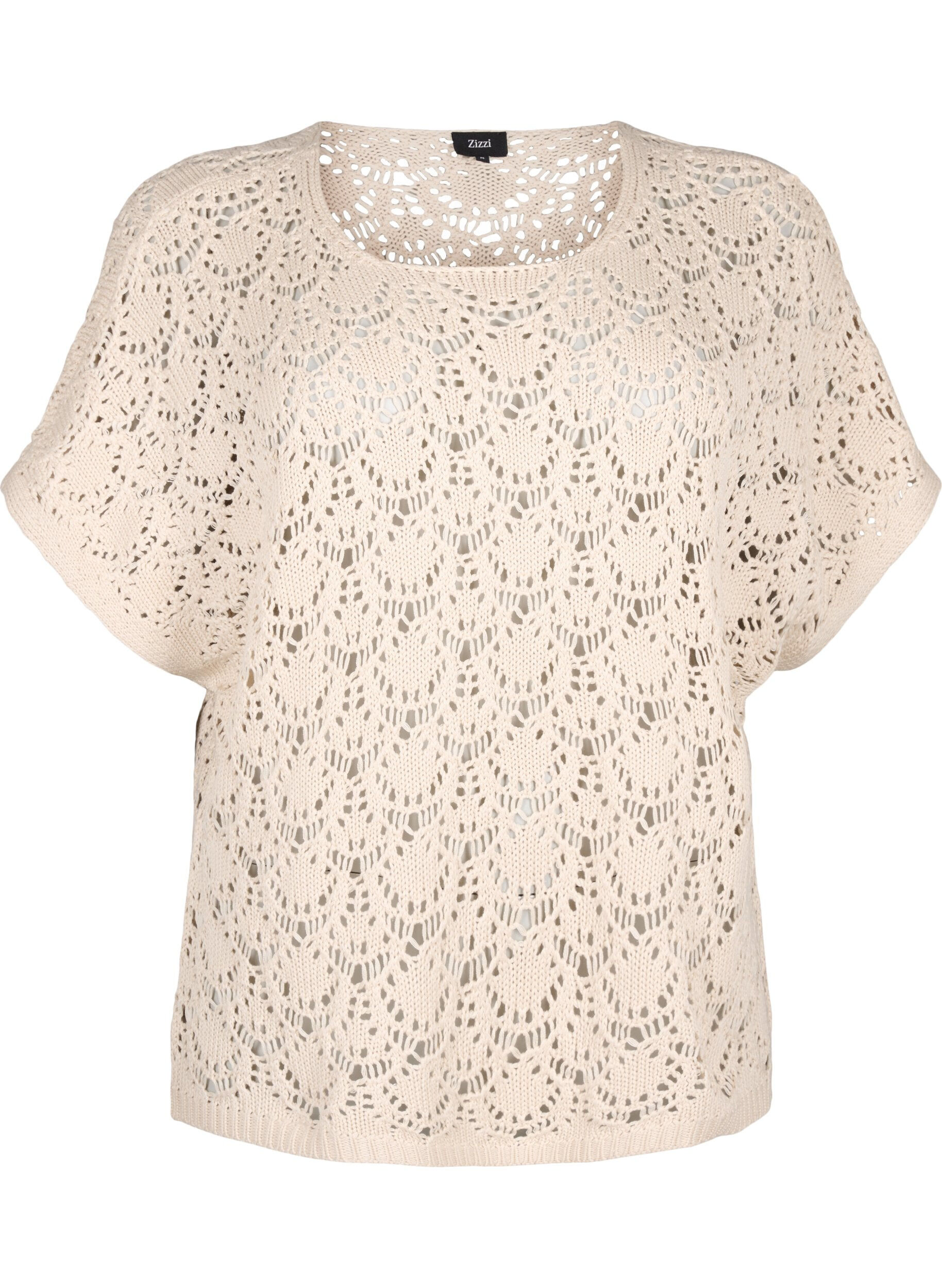 Zizzifashion Knitted blouse with short bat sleeves, Sandshell, Packshot image number 0