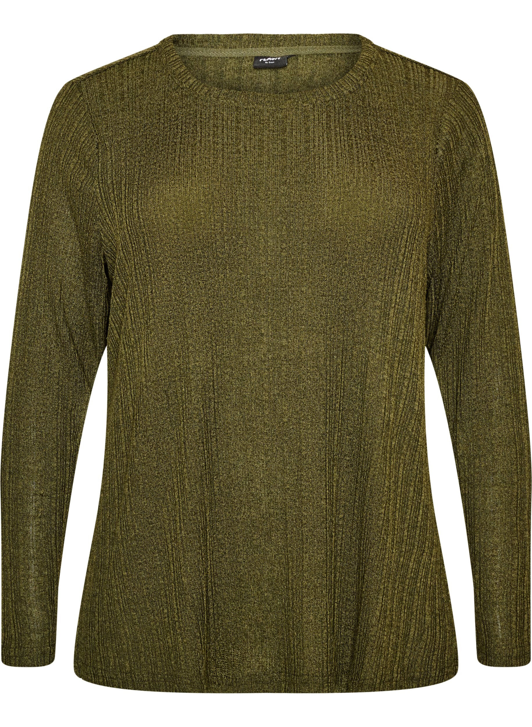 Jersey blouse with ribbed structure and long sleeves